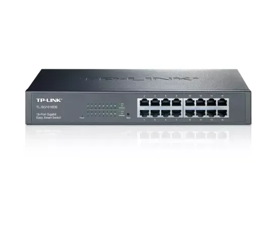 Switch TP-LINK Gigabit 16Porturi EASY-SMART RM TL-SG1016DE, Black - Imagine 1