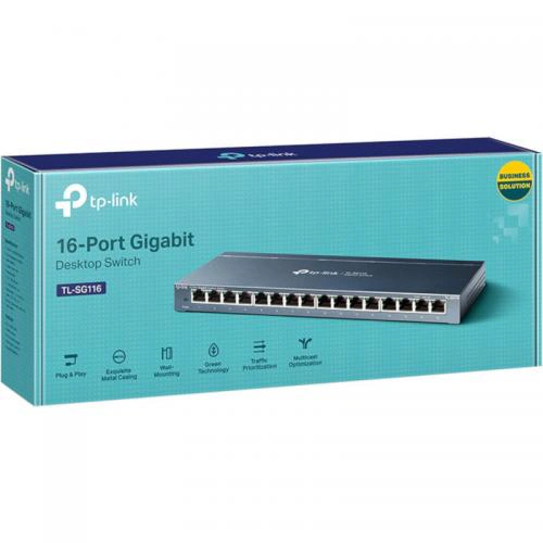 Switch TP-LINK Gigabit TL-SG116, 16 Porturi, Black - Imagine 3