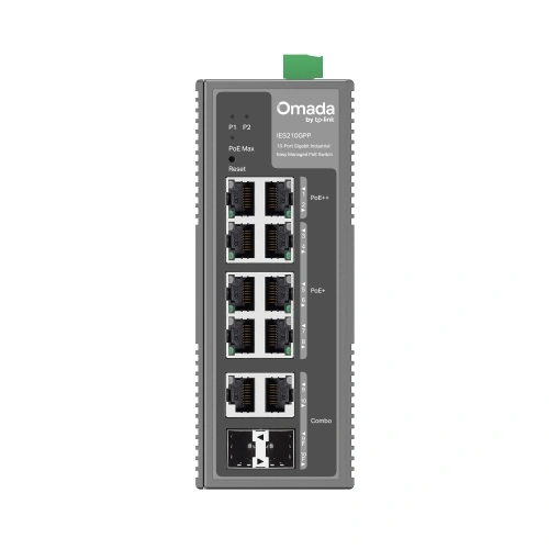 Switch TP-LINK IES210GPP, 10-Port Gigabit Industrial Managed PoE++, 6 PoE+, 2 PoE++ Ports, 2 SFP Slots, 240W, Black - Imagine 2