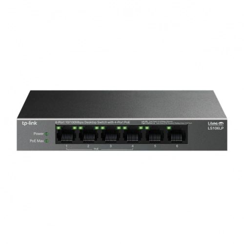 Switch TP-LINK LS106LP, 6 porturi (4 PoE+), Black - Imagine 1