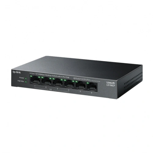 Switch TP-LINK LS106LP, 6 porturi (4 PoE+), Black - Imagine 3
