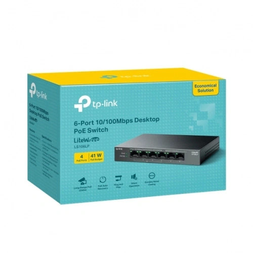 Switch TP-LINK LS106LP, 6 porturi (4 PoE+), Black - Imagine 4