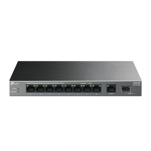 TP-LINK Switch TP-LINK LS1210GP, 8 porturi, PoE+, Black - IT-Fashion.ro