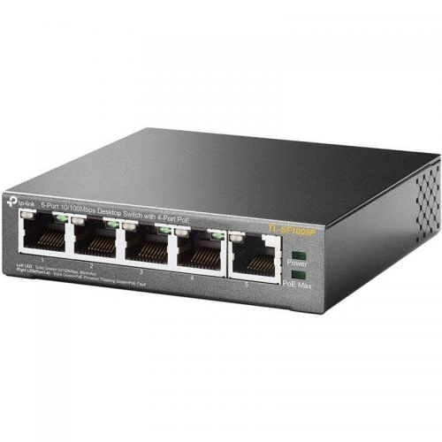 TP-LINK Switch TP-LINK TL-SF1005P, 5 porturi (4 PoE), Gray - IT-Fashion.ro
