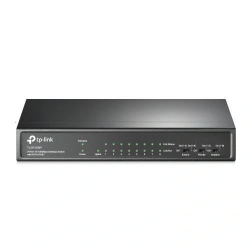 Switch TP-LINK TL-SF1009P, 8 porturi, PoE+, Black - Imagine 1