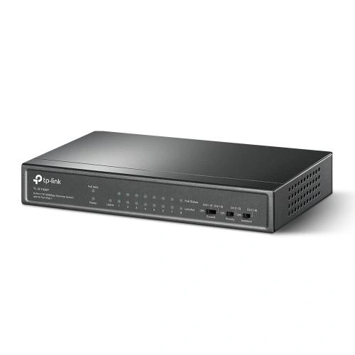 TP-LINK Switch TP-LINK TL-SF1009P, 8 porturi, PoE+, Black - IT-Fashion.ro