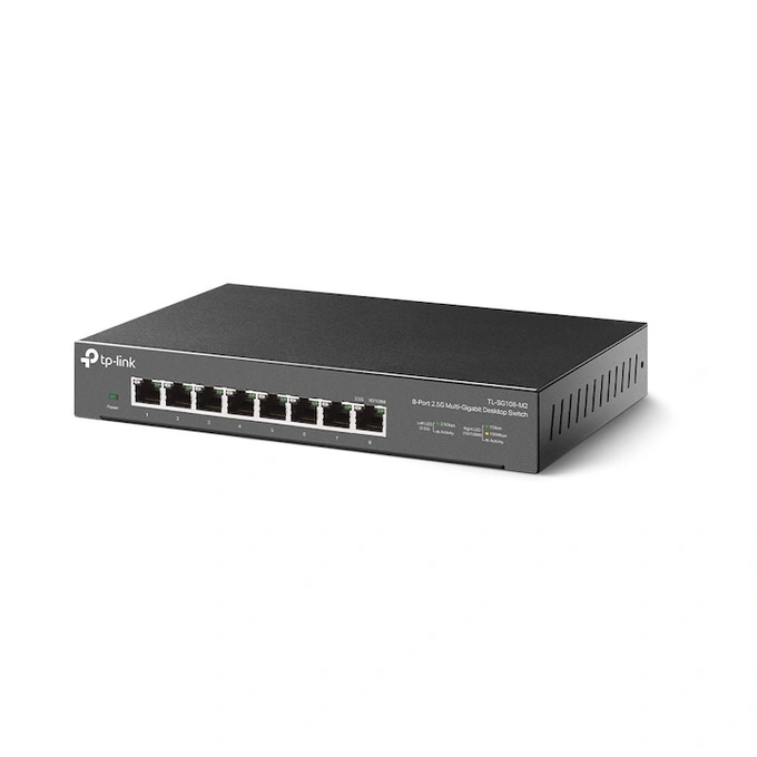 Switch TP-LINK TL-SG108-M2, 8 porturi x 2.5 Gigabit, carcasa metalica, Black - Imagine 2
