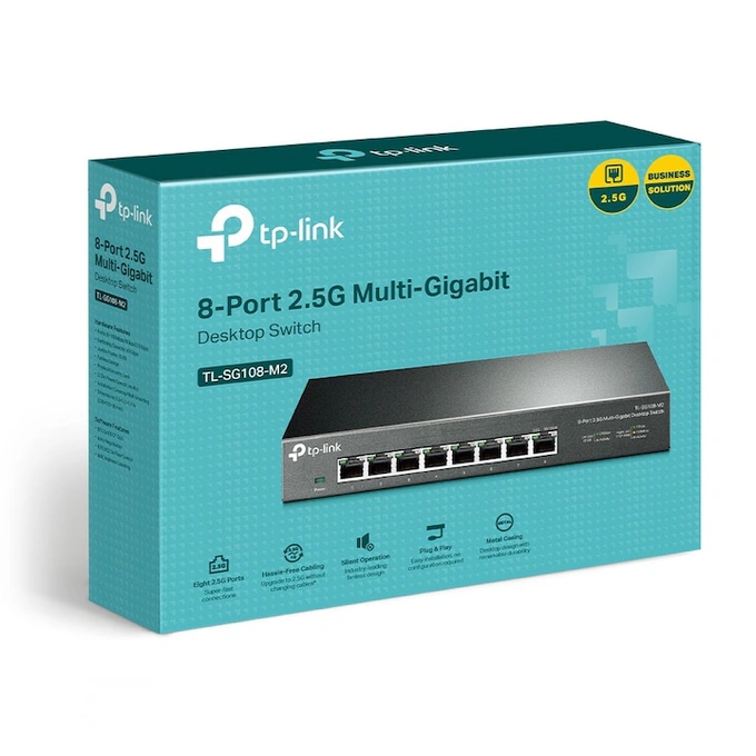 Switch TP-LINK TL-SG108-M2, 8 porturi x 2.5 Gigabit, carcasa metalica, Black - Imagine 4