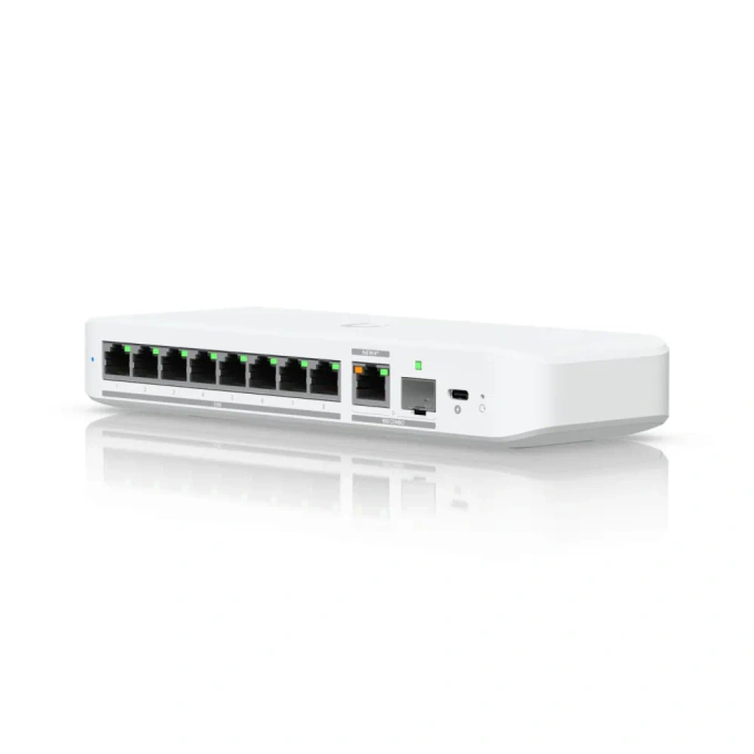Switch UBIQUITI 8-port 2.5 GbE PoE++, 10 GbE PoE+++, White - Imagine 1