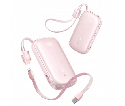 Baseus Baterie Externa BASEUS EnerFill FC21 Qpow 3 Ultra, 10000mAh, 22.5W, QC + PD, 1 x USB-A - 1 x USB-C, Pink - IT-Fashion.ro