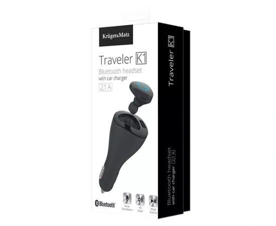 Casca cu incarcator auto KRUGER & MATZ KM0397 K1, Bluetooth 4.1, Negru - Imagine 6