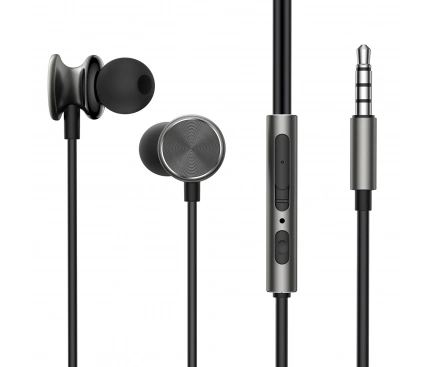 Casti cu fir JOYROOM JR-EW03, Jack 3.5 mm, Gray/Black - Imagine 1