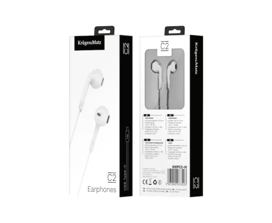 Casti cu fir KRUGER & MATZ KMPC2-W, USB Type-C, White - Imagine 3