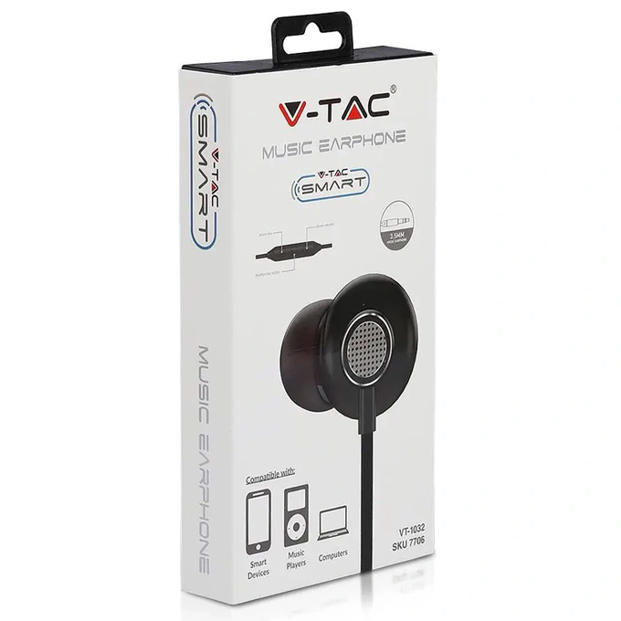 Casti cu fir V-TAC SKU-7706, Jack 3.5mm, Gray - Imagine 3