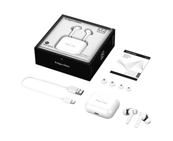 Casti wireless KRUGER & MATZ KMPM4, Bluetooth 5.0, White - Imagine 5