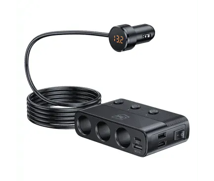 Încărcător auto 3MK Splitter CPS001 – adaptor multifuncțional 120W cu USB-C și USB-A - Imagine 1
