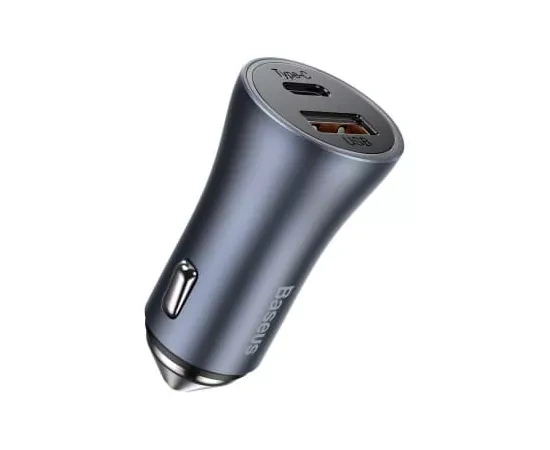 Incarcator auto BASEUS Golden Contractor Pro TZCCJD-0G, 40W, 5A, 1 x USB-A, 1 x USB-C, Quick Charge, Gray - Imagine 3