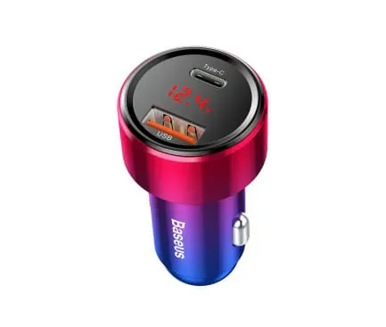 Incarcator auto BASEUS Magic Display, 1 x USB-A, 1 x USB-C, 45W - Imagine 1
