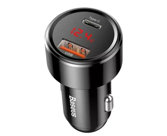 Incarcator auto BASEUS Magic Series CCMLC20C-01, USB + USB Type-C, QuickCharge 3.0, 45W, negru - Imagine 3