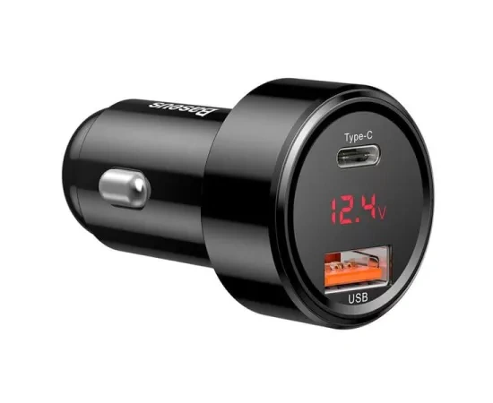 Incarcator auto BASEUS Magic Series CCMLC20C-01, USB + USB Type-C, QuickCharge 3.0, 45W, negru - Imagine 4