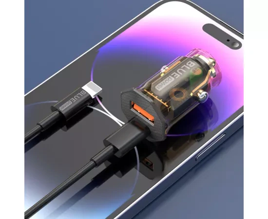 Incarcator auto cu cablu USB Type-C BLUE POWER BCC50, 33 W, 1 x USB, 1 x USB Type-C, Negru - Imagine 3