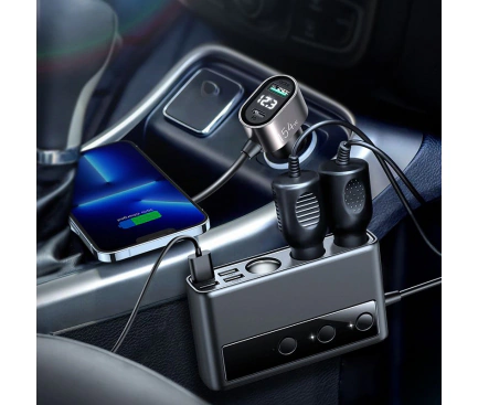 Incarcator auto JOYROOM JR-CL06, 154W, 4 x USB-A, 1 x USB-C,  Extensie Bricheta, Negru - Imagine 5