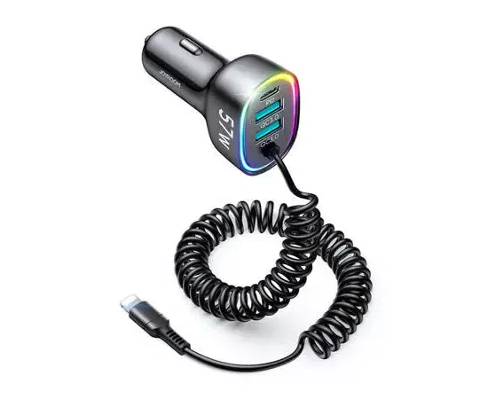 Incarcator auto JOYROOM JR-CL20, 57 W, 2 x USB, 2 x Lightning, Negru - Imagine 1