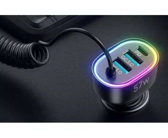 Incarcator auto JOYROOM JR-CL20, 57 W, 2 x USB, 2 x Lightning, Negru - Imagine 3
