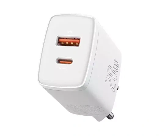 Incarcator retea BASEUS CCXJ-B02, Quick Charge, USB, USB Type-C, 20W, alb - Imagine 1