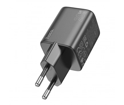 Incarcator retea HOCO N41, 20W, 1 x USB-C, 1 x USB-A, Black - Imagine 3