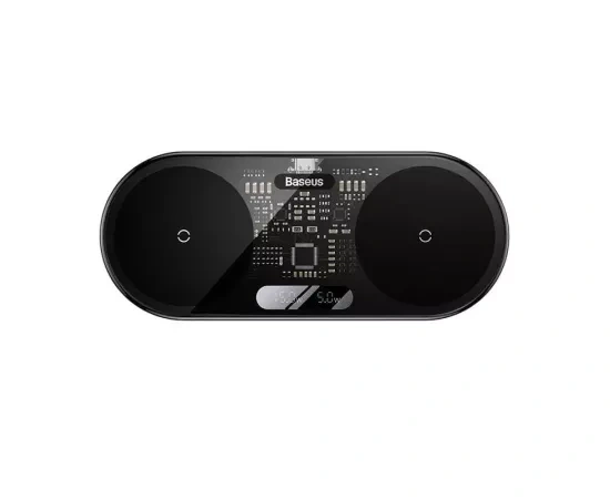 Incarcator wireless BASEUS WXSX010101 Digital LED Display, Dual Qi, 20W, USB Type-C, Negru - Imagine 1