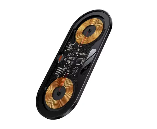 Incarcator wireless BASEUS WXSX010101 Digital LED Display, Dual Qi, 20W, USB Type-C, Negru - Imagine 3