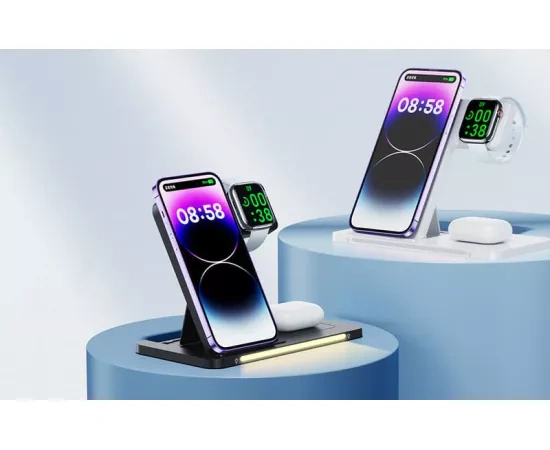 SOCOMEC Incarcator wireless REMAX Minxl Pro RP-W70 3 in 1, 22W, USB Type-C, Negru - IT-Fashion.ro