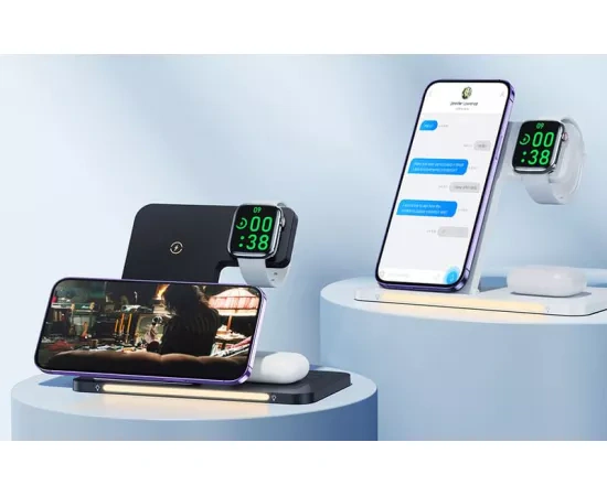 Incarcator wireless REMAX Minxl Pro RP-W70 3 in 1, 22W, USB Type-C, Negru - Imagine 3