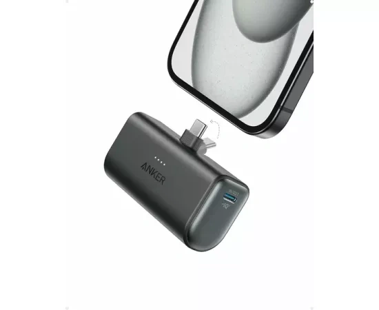 Acumulator Extern ANKER 322 Nano A1653H11, 500 mAh, 22.5 W, USB-C incorporat si pliabil, Black - Imagine 1