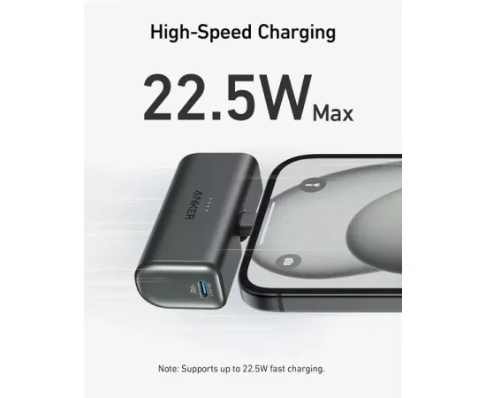 Anker Acumulator Extern ANKER 322 Nano A1653H11, 500 mAh, 22.5 W, USB-C incorporat si pliabil, Black - IT-Fashion.ro