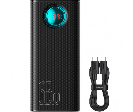 Baseus Baterie Externa BASEUS Amblight Digital Display, 26800mAh, 65W, QC + PD, 1 x USB-C - 4 x USB-A, Black - IT-Fashion.ro