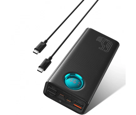 Baterie Externa BASEUS Amblight Digital Display, 26800mAh, 65W, QC + PD, 1 x USB-C - 4 x USB-A, Black - Imagine 4
