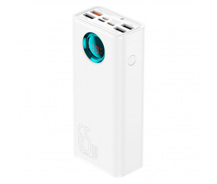 Baterie Externa BASEUS Amblight Digital Display, 26800mAh, 65W, QC + PD, 1 x USB-C - 4 x USB-A, White - Imagine 3