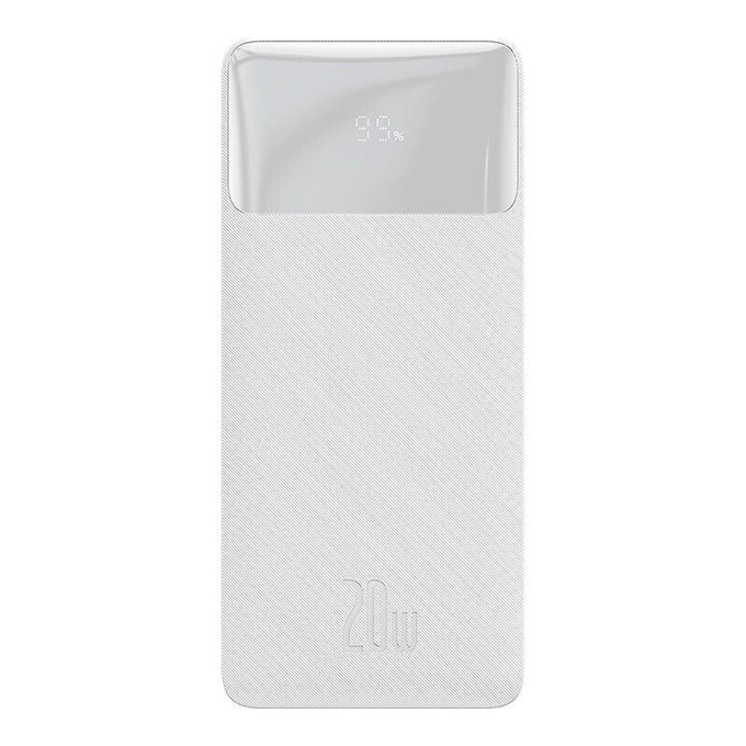 Baterie externa BASEUS Bipow, 10000 mAh, 2x USB, 1x USB-C, 20W, White - Imagine 1