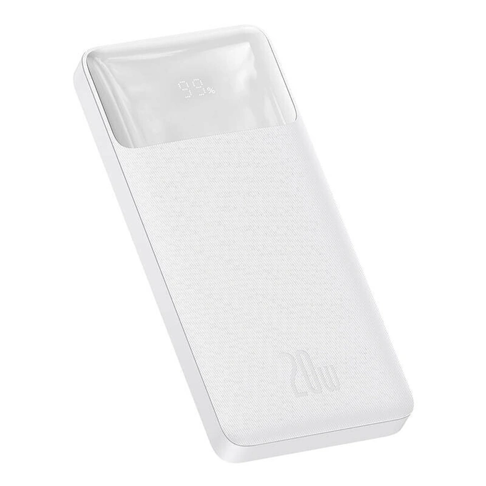 Baseus Baterie externa BASEUS Bipow, 10000 mAh, 2x USB, 1x USB-C, 20W, White - IT-Fashion.ro