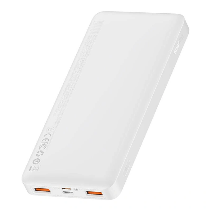 Baterie externa BASEUS Bipow, 10000 mAh, 2x USB, 1x USB-C, 20W, White - Imagine 3