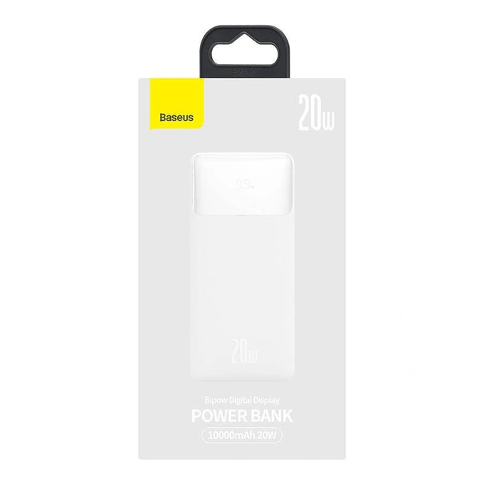 Baterie externa BASEUS Bipow, 10000 mAh, 2x USB, 1x USB-C, 20W, White - Imagine 5
