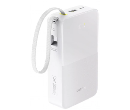 Baterie Externa BASEUS EnerFill Bipow2 Pro, 20000mAh, 22.5W, QC + PD, 1 x USB-A - 2 x USB-C, White - Imagine 1