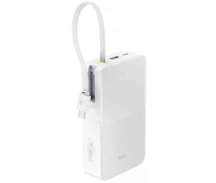 Baseus Baterie Externa BASEUS EnerFill Bipow2 Pro, 20000mAh, 22.5W, QC + PD, 1 x USB-A - 2 x USB-C, White - IT-Fashion.ro