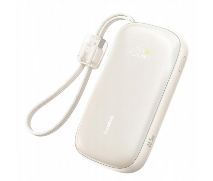 Baterie Externa BASEUS EnerFill FC21 Qpow 3 Ultra, 20000mAh, 22.5W, QC + PD, 1 x USB-A - 1 x USB-C, Beige - Imagine 1