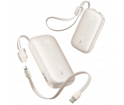 Baseus Baterie Externa BASEUS EnerFill FC21 Qpow 3 Ultra, 20000mAh, 22.5W, QC + PD, 1 x USB-A - 1 x USB-C, Beige - IT-Fashion.ro