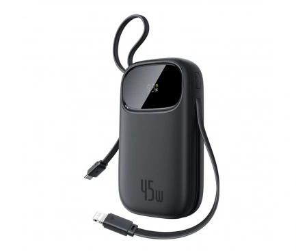 Baterie Externa BASEUS EnerFill FC31 Qpow 3, 10000mAh, 45W, QC + PD, 1 x Lightning - 1 x USB-A - 2 x USB-C, Black - Imagine 1