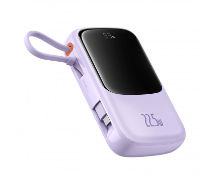 Baseus Baterie Externa BASEUS Qpow Pro+, 10000mAh, 22.5W, QC + PD, 1 x USB-A - 2 x USB-C, Purple - IT-Fashion.ro