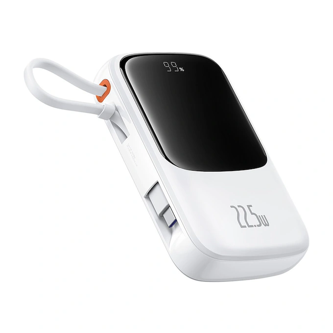 Baseus Baterie externa BASEUS Qpow Pro+, Lightning, 2x Type C, USB, 22.5W, 10000mAh, White - IT-Fashion.ro